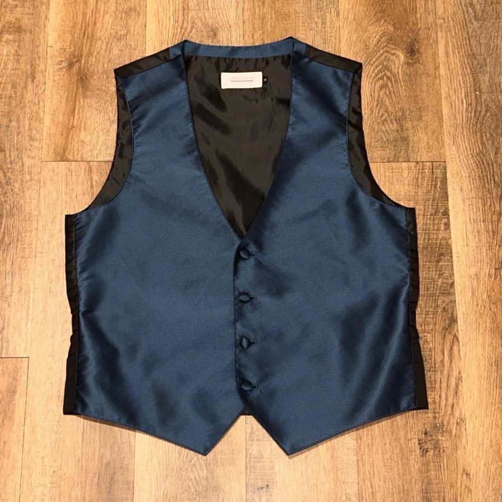 Joseph & Feiss Mens Blue Textured Formal Suit Vest Waistcoat Size Small